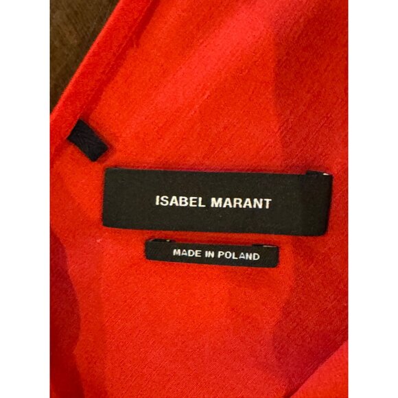 Isabel Marant Dress Women XS‎ Red Satin Long Split Sleeve Fit And Flare Mini - Picture 9 of 12